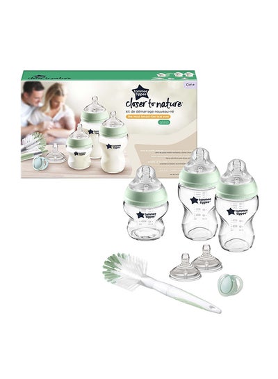 Buy Closer to Nature Glass Baby Bottle Starter Set, Breast-Like Teat With Anti-Colic Valve -Assorted, Clear in UAE