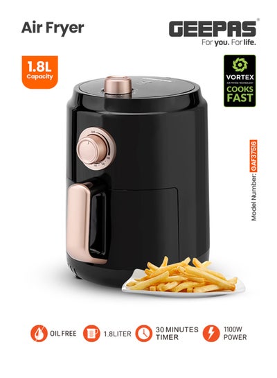 Buy Air Fryer 1.8 L With Vortx Air Frying Technology| Oil Free Cooking, Adjustable Timer And Temperature 1-30 Minutes Timer| Ideal For Making Fries Steak  Chicken Cake Meat Bread 1.8 L 1100 W GAF37516 Black in UAE