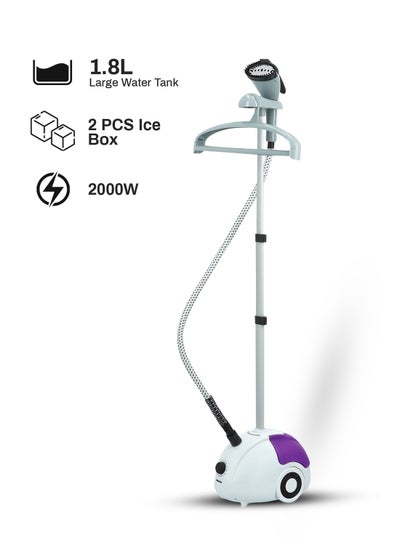 Buy Garment Steamer, 2000W Vertical Steamer, GGS25022N | Portable, Fast Heat Clothes Steamer | Dual Steam Levels | Large Water Tank | Perfect For All Types Of Clothes 1.8 L 2000 W GGS25022N White,Violet in Saudi Arabia