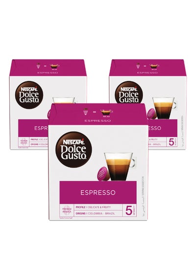 Buy 16 Dolce Gusto Espresso Coffee Capsules 88grams Pack of 3 in UAE