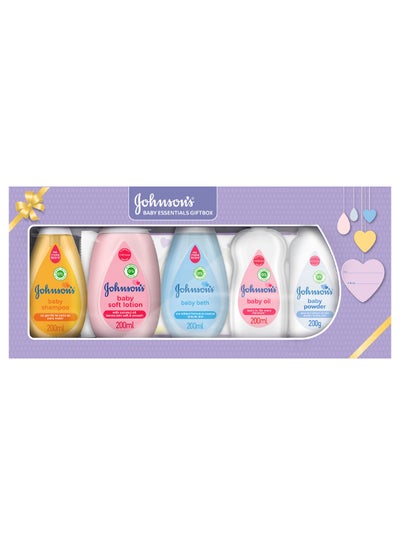 Buy Baby Essentials Gift Box: Baby Shampoo Soft Lotion Bath Oil Powder Wipes in UAE