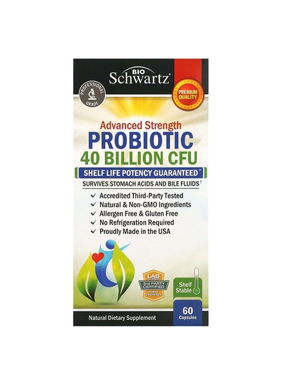 Buy BioSchwartz, Advanced Strength Probiotic, 40 Billion CFU, 60 Capsules in Saudi Arabia