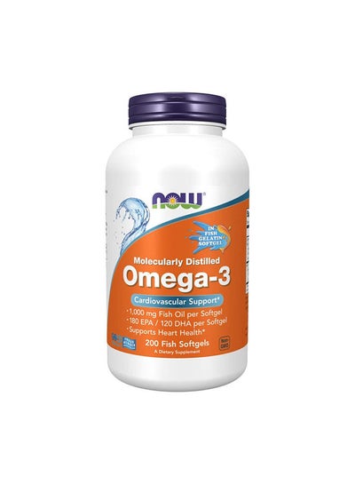 Buy Omega-3 1000mg, Molecularly Distilled 200 Softgels in UAE