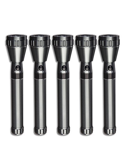 Buy 5-Piece Durable Powerful LED Flashlight Set, Aluminium Body, 2000mAh 2SC Lithium Rechargeable Battery,1200 Meters Real Range Distance Black 219mm in Saudi Arabia