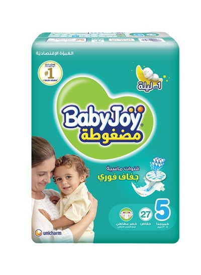 Buy Compressed Diamond Pad Diaper, Size 5, Junior, 14-23 Kg, Value Pack, 27 Diapers in UAE