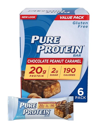 Buy Bar Chocolate Peanut Caramel 20G Protein 2G Sugar 190 Calories Gluten Free Pack Of 6 300G in UAE