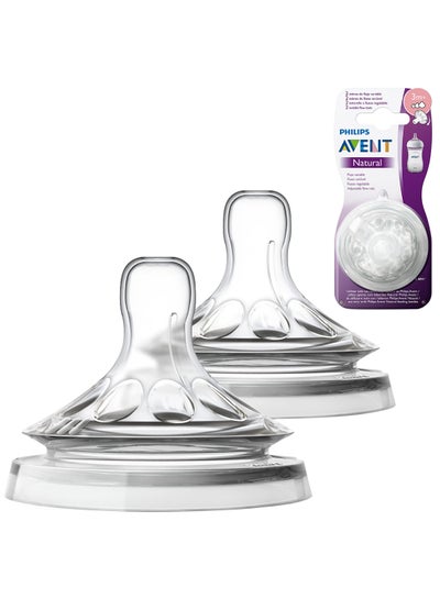 Buy Pack Of 2 Natural 2.0 Feeding Bottle Teats Variable Flow For 3m+, Clear in UAE