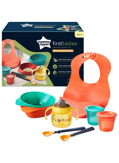 Buy Weaning Starter Kit With Toddler Feeding Bowls And Spoons, Roll And Go Bib, Weaning Sippy Cup And Food Storage Pots 4 Months+, Multicolour in UAE