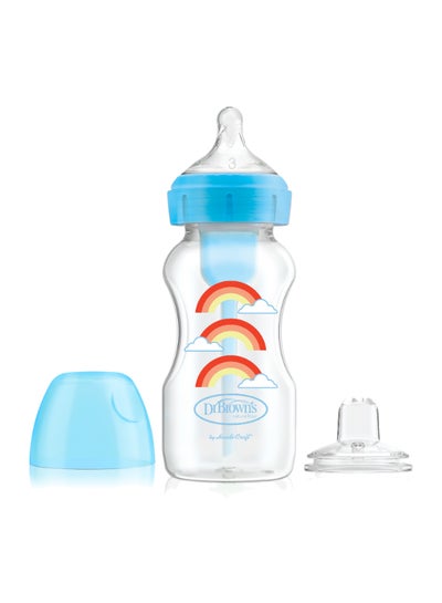 Buy 9 Oz/270 Ml Pp W-N Anti-Colic Options+ Blue Rainbows Bottle With Sippy Spout (+L3 Nipple In Bottle), 1-Pack in Egypt