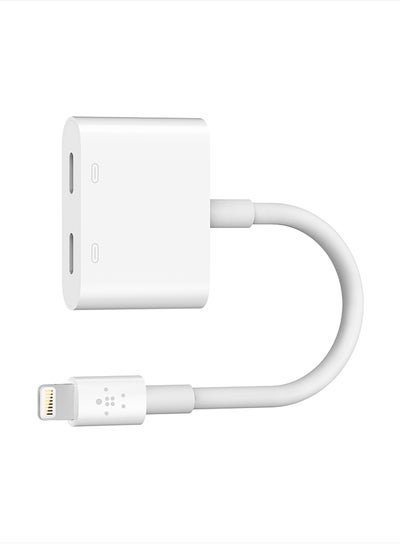 Buy MFi Certified Lightning Charging With  Dual Functionality Adapter For iPhone And iPad Pass Audio Headphones White in Saudi Arabia