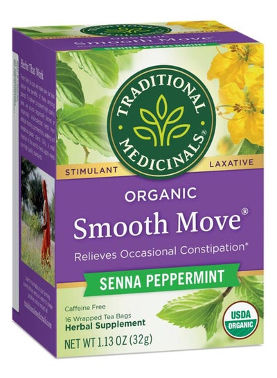 Buy Organic Smooth Move, Senna Peppermint, Relieves Occasional Constipation, Caffeine Free, 16 Tea Bags in Saudi Arabia