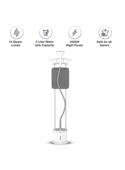 Buy Garment Steamer , 10 Steam Levels, 55 Min Continues Steam, 2-In-1 Double Aluminium Extendable Poles And Ironing Board, Thermostat Protection, Suit Hanger, 45 Sec Preheat 2 L 2000 W NGS892AB Silver/Grey in UAE