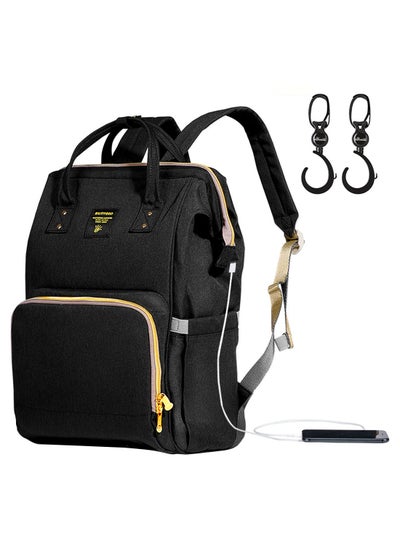 Buy Diaper Bag XL - Black With Sunveno Stroller Hooks in Saudi Arabia