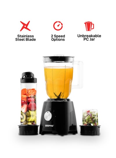 اشتري Multi functional Super Blender with 2 speed and Pulse Function Coffee/Spice Grinder Mill & Food Jug Blender 1.5 L 500.0 W GSB44033N Black/Clear في الامارات