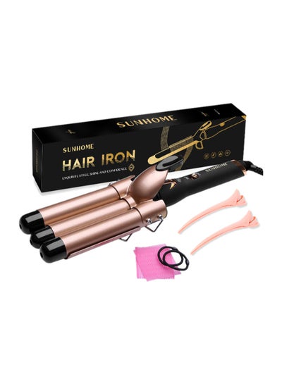 Buy 3-Barrel Hair Styling And Curling Iron Kit Gold/Black 350ml in Saudi Arabia