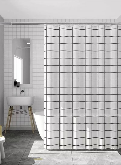 Buy Waterproof Printed Shower Curtain White/Black 180 x 180cm in Saudi Arabia