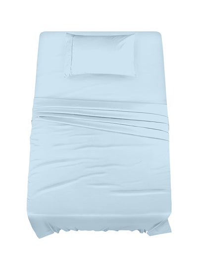 Buy 3-Piece 400 Thread Count 100% Cotton Solid Luxury Twin Size Bed Sheet Set Includes 1xFitted Sheet 39x75+14 inches 1xPillow Cover 20x30 inch 1xFlat Sheet Cotton Cotton Light Blue 66x96inch in Saudi Arabia