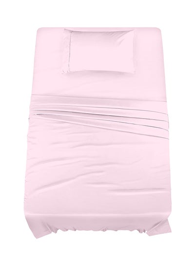 Buy 3-Piece 400 Thread Count 100% Cotton Solid Luxury Twin Size Bed Sheet Set Includes 1xFitted Sheet 39x75+14 inch 1xPillow Cover 20x30 inch 1xFlat Sheet Cotton Cotton Pink 66x96inch in Saudi Arabia