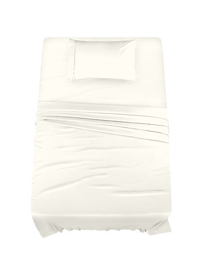 Buy 3-Piece 400 Thread Count 100% Cotton Solid Luxury Twin Size Bed Sheet Set Includes 1xFitted Sheet 39x75+14 inch1xPillow Cover 20x30 inch 1xFlat Sheet Cotton Cotton Cream 66x96inch in Saudi Arabia