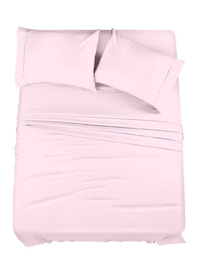 Buy 4-Piece 400 Thread Count 100% Cotton Solid Luxury Twin Bed Sheet Set Includes 1xFitted Sheet 39x75+14 inch 2xPillow Cover 20x30 inch 1xFlat Sheet Cotton Light Cotton Light Pink 66x96inch in Saudi Arabia