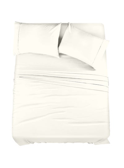 Buy 4-Piece 400 Thread Count 100% Cotton Solid Luxury Twin Size Bed Sheet Set Includes 1xFitted Sheet 39x75+14 inch 1xFlat Sheet 66x96 inch 2xPillow Cover 20x30 inch Cotton Cotton Cream 66x96inch in Saudi Arabia