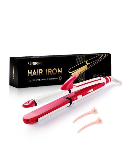 Buy 3-In-1 Hair Curler With Crimper And Straightener White/Red 350mm in Saudi Arabia
