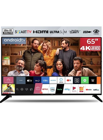 Buy 65 Inch 4K UHD Smart LED TV | Android OS | 60 Hz refresh rate| Smart Apps including Twitter, Facebook, and Skype | Built-In Wi-Fi & DLNA | HDMI & USB Ports | Quad-Core Processor - TRO4K65SLED Black in Saudi Arabia