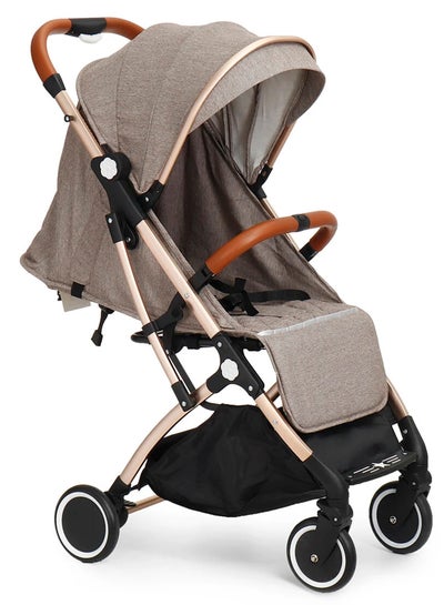 Buy One Hand Foldable Compact Travel Buggy With Five-Point Harness Baby Stroller - Khaki in Saudi Arabia