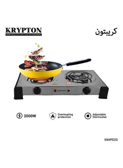 Buy Stainless Steel Double Burner Hot Plate 2000 W KNHP5310 Silver in UAE