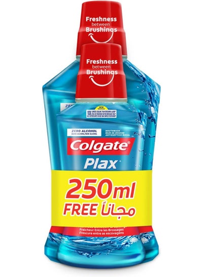 Buy Plax Peppermint Mouthwash Blue 500+250ml in Saudi Arabia