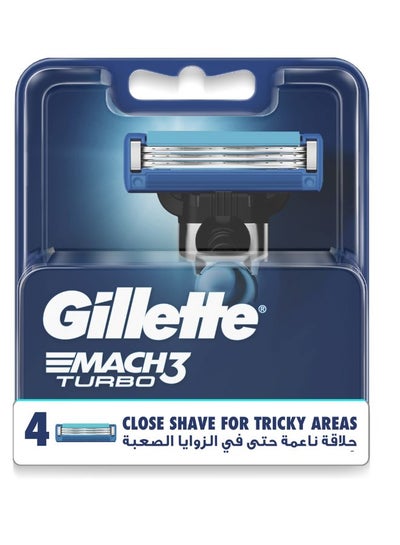 Buy Mach3 Turbo 3D 4 Blade Refills Silver/Blue in Saudi Arabia