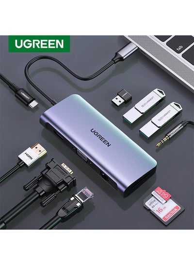 Buy USB C Hub 10 in 1 Type C Hub with Ethernet 4K USB C to HDMI VGA PD Power Delivery 3 USB 3.0 Ports USB C to 3.5mm SD/TF Cards Reader for MacBook Pro/Air iPad Pro Silver in UAE