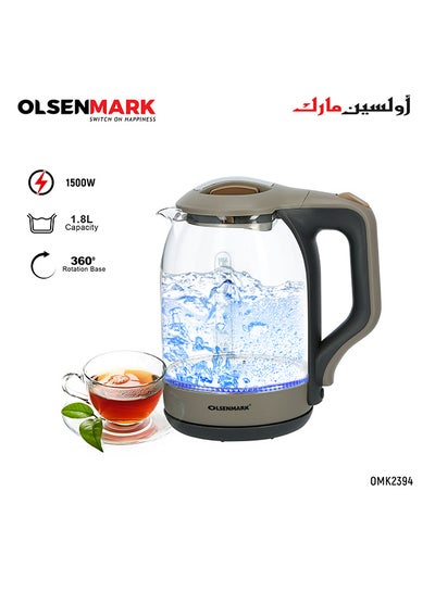 اشتري Electric Glass Kettle 1.8 L 1500 W Omk2394 Brown/Grey/Clear في السعودية