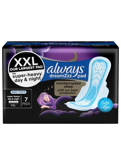 Buy Dreamzz Pad Cool And Dry Maxi Thick Night Long Sanitary Pads With Wings 7 Count in UAE