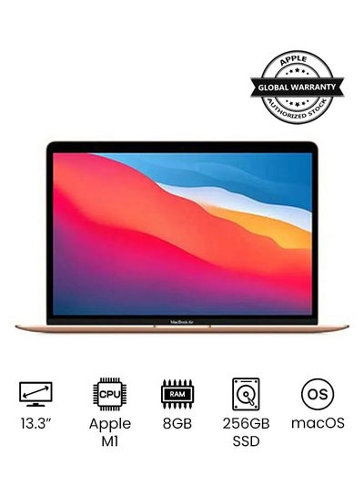 اشتري MacBook Air MGND3 13-Inch Display, Apple M1 Chip With 8-Core Processor And 7-Core Graphics / 8GB Unified Memory / 256GB SSD / English Keyboard Gold في مصر