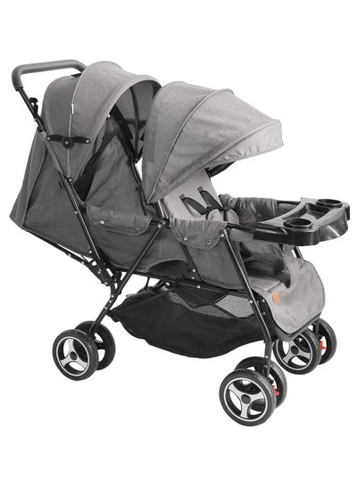 Buy Lightweight All Terrain Adjustable Pair Twin Baby Stroller - Mid Grey in UAE