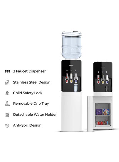 Buy Top Loading Water Dispenser With 3 Tap Design Hot, Cool, Normal Water, Compressor Cooling, 16L Refrigerator Stainless Steel Tank, Low Noise, Anti-Bacterial Design, Anti-Spill NWD1400R White/Black/Silver in UAE
