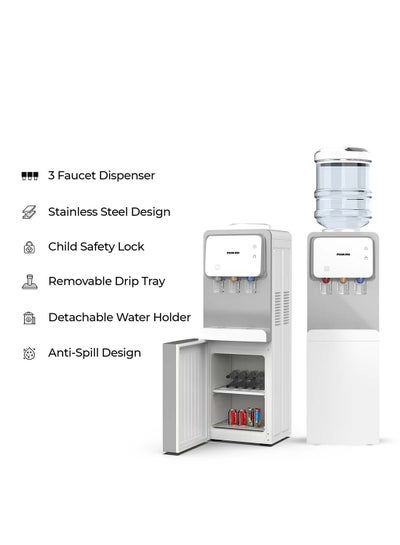 Buy Top Loading Water Dispenser With Cabinet, 3 Tap Design: Hot, Normal, Cold, High-Efficiency Compressor Cooling, Cfc-Free, Anti-Bacterial, Anti-Spill NWD1900C Silver in UAE