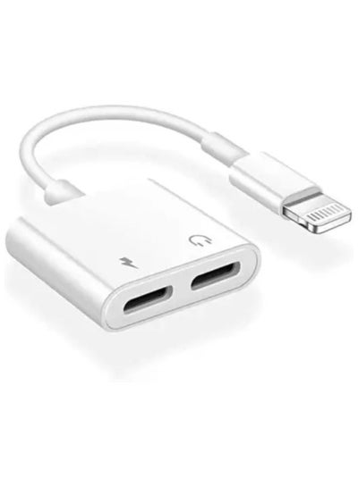 Buy 2in1 Audio Jack Adapter iphone lighting Charger Converter to 3.5 mm Headphone Fast Charging White in Egypt