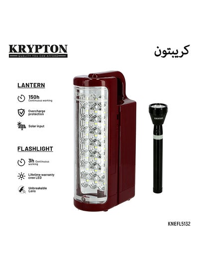 Buy Rechargeable LED Emergency Light With Flashlight Maroon/Black 60x30x20cm in UAE