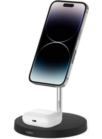 Buy BoostCharge Pro 2-In-1 Wireless Charger Stand With MagSafe -  For Apple iPhone 15/14/13/12 Series And AirPods/Airpods Pro Wireless Charging Case Black/White in UAE