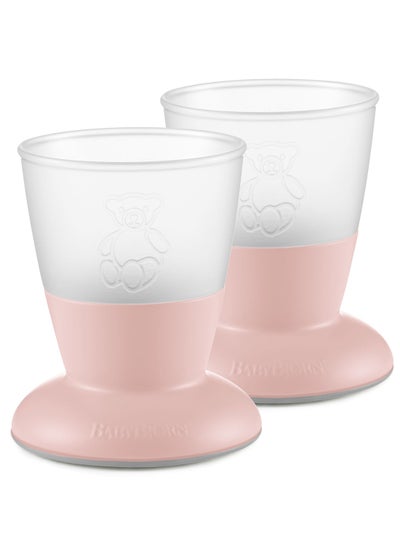 Buy Pack Of 2 Baby Cup Powder Pink And Clear in UAE