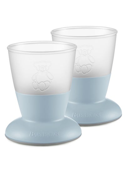 Buy Pack Of 2 Baby Cup Powder Blue And Clear in UAE