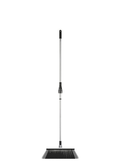 Buy Indoor Floor Crossing Bristles Broom With Rubber Bumper And Telescopic Handle Black/Grey 35x6cm in UAE