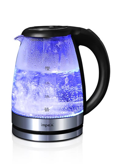 Buy 1.8 L Glass Electric Kettle  - 1500W Power, 360° Turnable Base, Stainless Steel Heating Element, Automatic Switch-Off, Boil Dry and Overheating Protection, Power Indicator 1.8 L 1500 W Steamer1802 Silver and Black in UAE