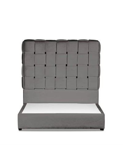 Buy Al Shahba Velvet Bed Frame Grey 200x90cm in Saudi Arabia