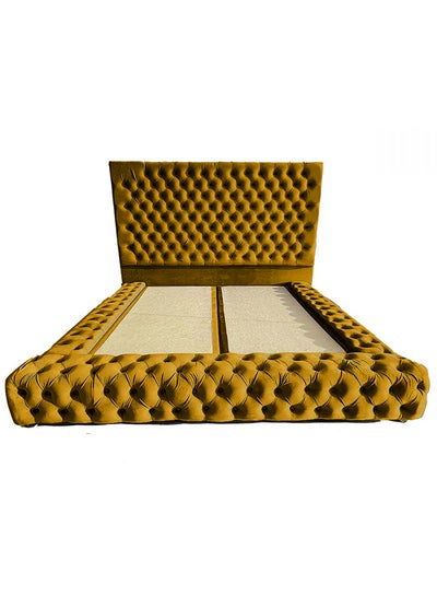 Buy Valencia Velvet Bed Frame Gold 200x200cm in Saudi Arabia