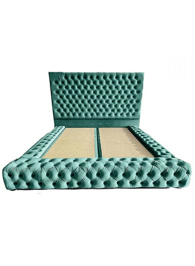 Buy Valencia Velvet Bed Frame Turquoise 200x180cm in Saudi Arabia