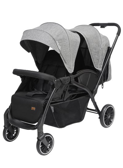 Buy Dois - Twin Stroller - Grey, Twin Baby Stroller Pram in UAE