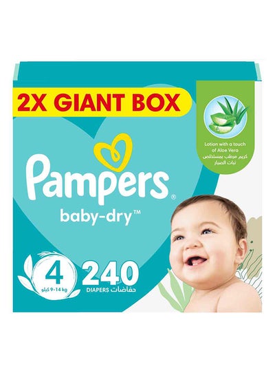 اشتري Baby-Dry Diapers With Aloe Vera Lotion And Leakage Protection, Size 4, 9-14 kg, 240 Diapers في الامارات